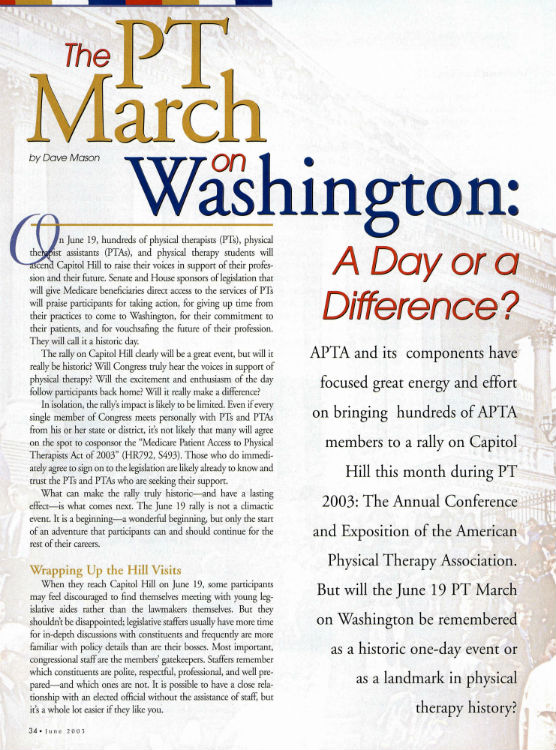 APTA Hosts PT Day on Capitol Hill — a Physical Therapy March on Washington.
