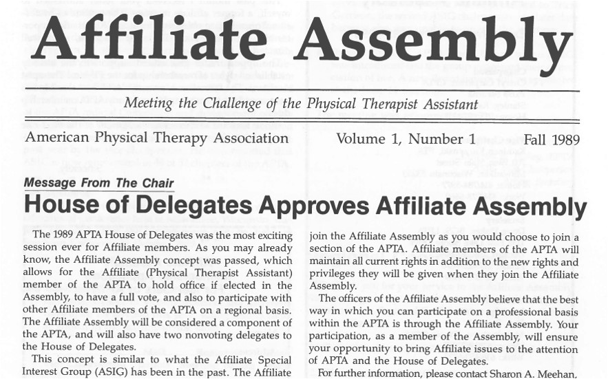 Affiliate Assembly for PTAs Is Established.